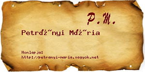 Petrányi Mária névjegykártya