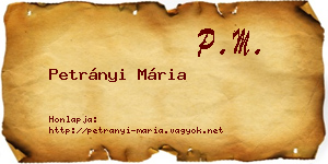 Petrányi Mária névjegykártya